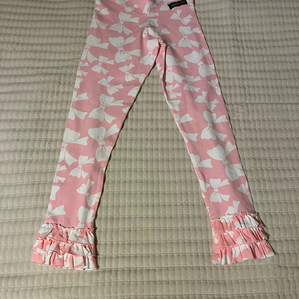 Matilda Jane Pink and White Floral Ruffle Leggings